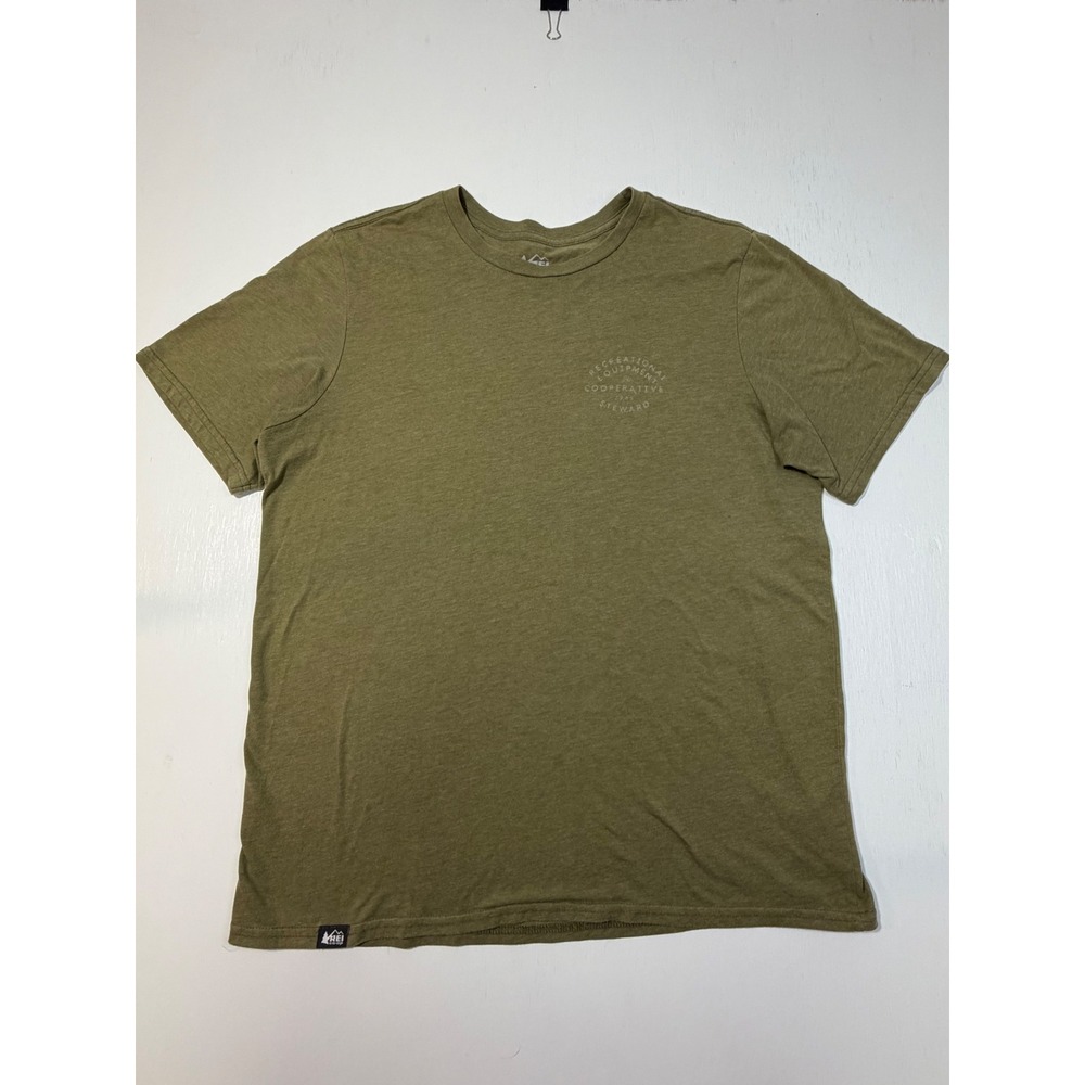 REI Co-op Mens Graphic T-Shirt Olive Green Stewardship Mountain Nature Tee